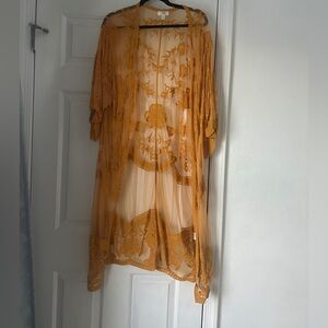 Francesca's Collections Yellow Embroidered Sheer cover